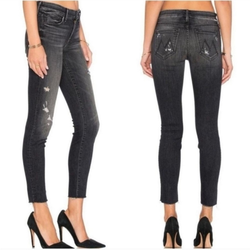 Womens MOTHER Looker Ankle Fray Wash Crash And Burn Jeans